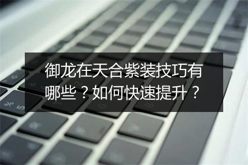 御龙在天合紫装技巧有哪些？如何快速提升？