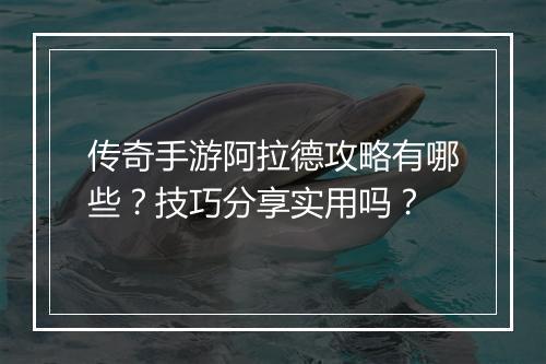 传奇手游阿拉德攻略有哪些？技巧分享实用吗？