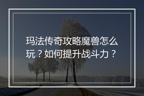 玛法传奇攻略魔兽怎么玩？如何提升战斗力？