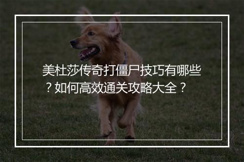 美杜莎传奇打僵尸技巧有哪些？如何高效通关攻略大全？