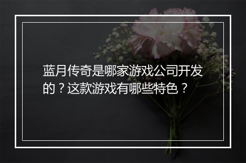 蓝月传奇是哪家游戏公司开发的？这款游戏有哪些特色？