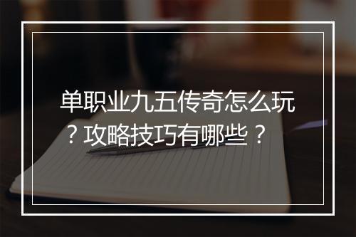 单职业九五传奇怎么玩？攻略技巧有哪些？