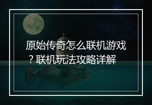 原始传奇怎么联机游戏？联机玩法攻略详解