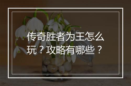 传奇胜者为王怎么玩？攻略有哪些？