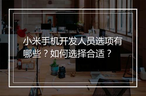 小米手机开发人员选项有哪些？如何选择合适？
