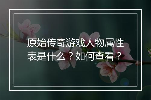 原始传奇游戏人物属性表是什么？如何查看？