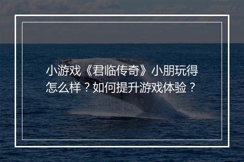 小游戏《君临传奇》小朋玩得怎么样？如何提升游戏体验？
