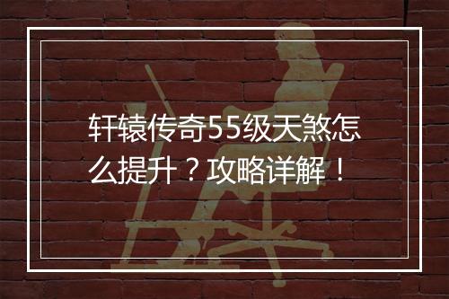 轩辕传奇55级天煞怎么提升？攻略详解！