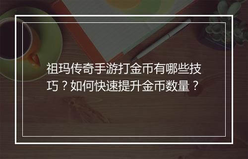 祖玛传奇手游打金币有哪些技巧？如何快速提升金币数量？