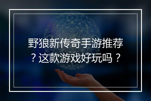 野狼新传奇手游推荐？这款游戏好玩吗？