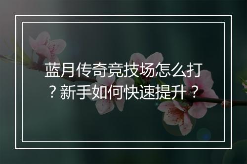 蓝月传奇竞技场怎么打？新手如何快速提升？