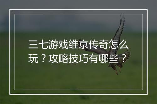 三七游戏维京传奇怎么玩？攻略技巧有哪些？