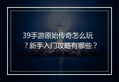 39手游原始传奇怎么玩？新手入门攻略有哪些？