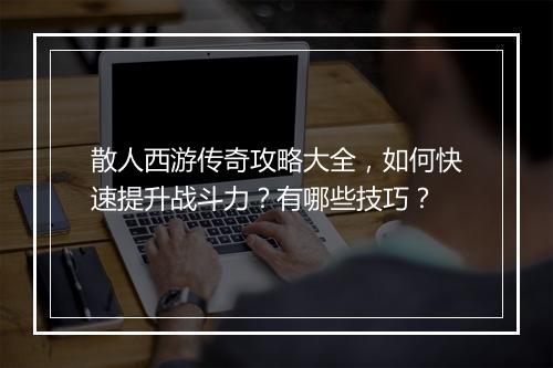 散人西游传奇攻略大全，如何快速提升战斗力？有哪些技巧？