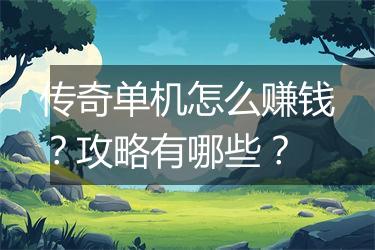 传奇单机怎么赚钱？攻略有哪些？