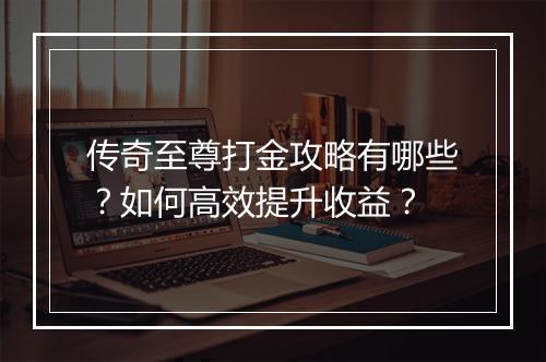 传奇至尊打金攻略有哪些？如何高效提升收益？