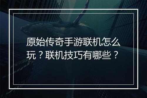 原始传奇手游联机怎么玩？联机技巧有哪些？
