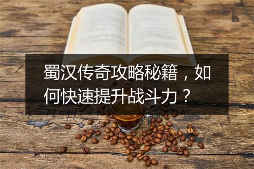 蜀汉传奇攻略秘籍，如何快速提升战斗力？