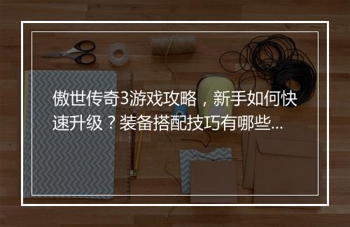 傲世传奇3游戏攻略，新手如何快速升级？装备搭配技巧有哪些？