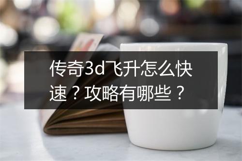 传奇3d飞升怎么快速？攻略有哪些？