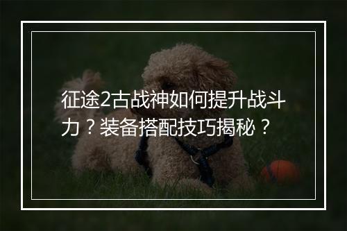 征途2古战神如何提升战斗力？装备搭配技巧揭秘？