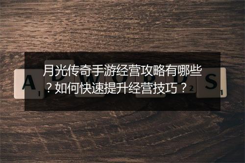 月光传奇手游经营攻略有哪些？如何快速提升经营技巧？
