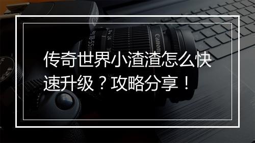 传奇世界小渣渣怎么快速升级？攻略分享！