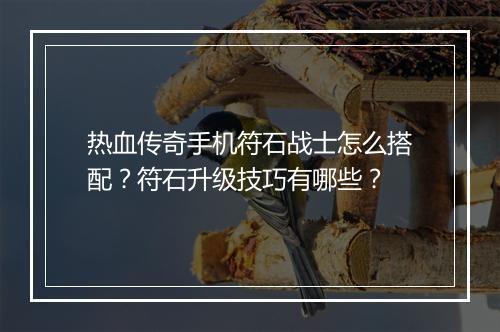 热血传奇手机符石战士怎么搭配？符石升级技巧有哪些？