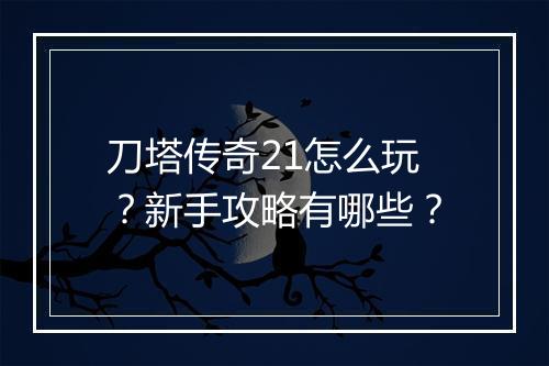 刀塔传奇21怎么玩？新手攻略有哪些？