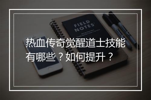 热血传奇觉醒道士技能有哪些？如何提升？