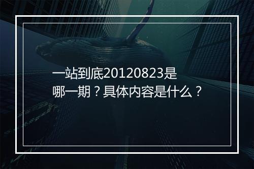 一站到底20120823是哪一期？具体内容是什么？