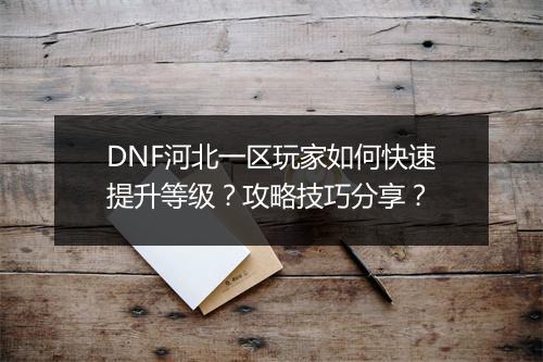 DNF河北一区玩家如何快速提升等级？攻略技巧分享？