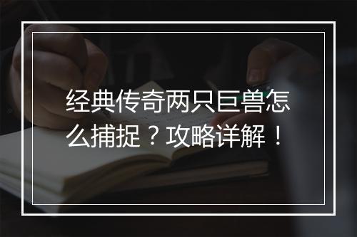 经典传奇两只巨兽怎么捕捉？攻略详解！