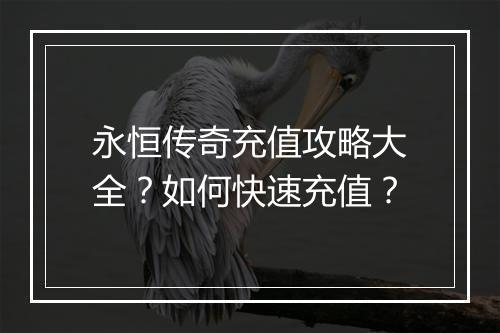 永恒传奇充值攻略大全？如何快速充值？