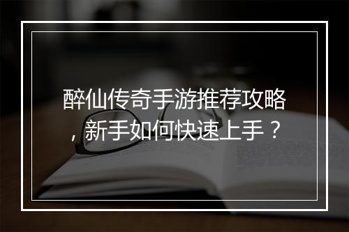醉仙传奇手游推荐攻略，新手如何快速上手？