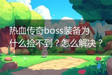 热血传奇boss装备为什么捡不到？怎么解决？