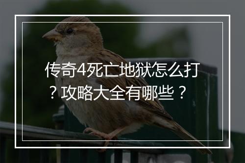 传奇4死亡地狱怎么打？攻略大全有哪些？