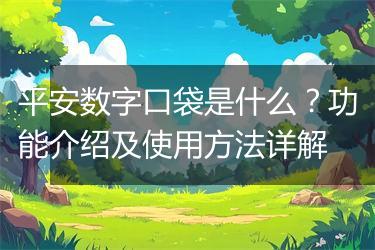 平安数字口袋是什么？功能介绍及使用方法详解