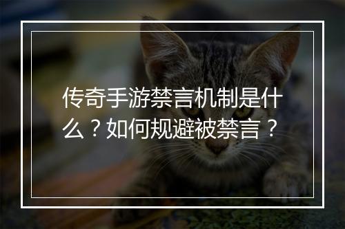 传奇手游禁言机制是什么？如何规避被禁言？