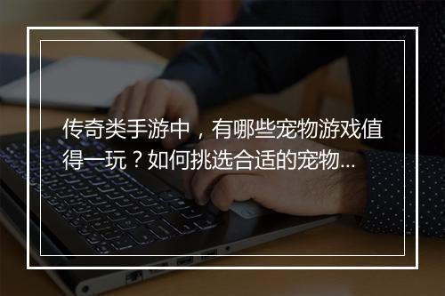 传奇类手游中，有哪些宠物游戏值得一玩？如何挑选合适的宠物搭配？