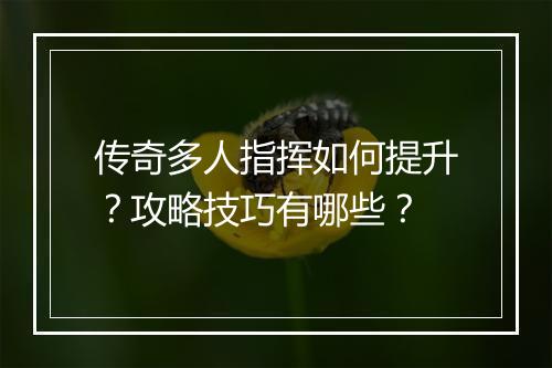 传奇多人指挥如何提升？攻略技巧有哪些？