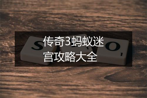 传奇3蚂蚁迷宫攻略大全