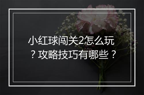 小红球闯关2怎么玩？攻略技巧有哪些？