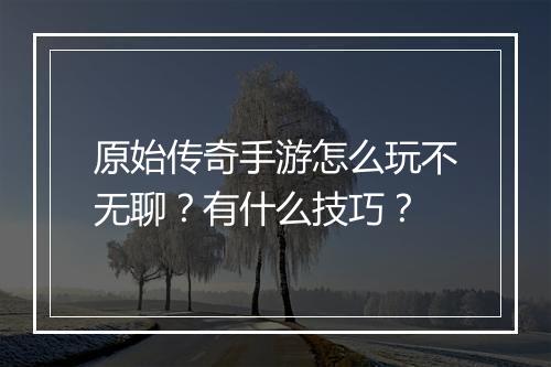 原始传奇手游怎么玩不无聊？有什么技巧？