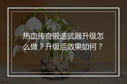 热血传奇锻造武器升级怎么做？升级后效果如何？
