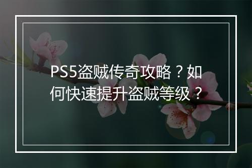 PS5盗贼传奇攻略？如何快速提升盗贼等级？