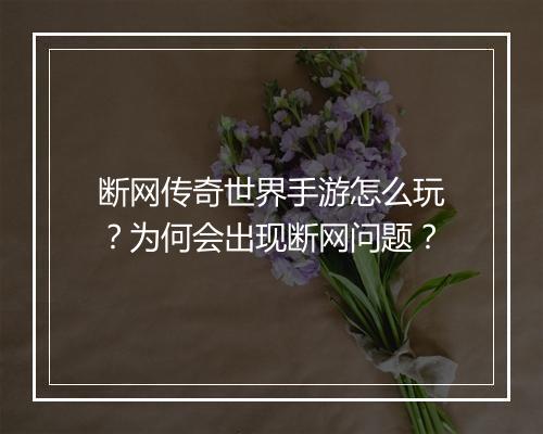 断网传奇世界手游怎么玩？为何会出现断网问题？
