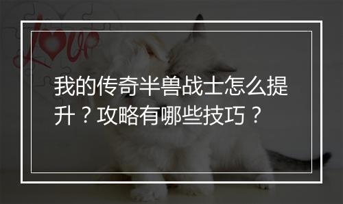 我的传奇半兽战士怎么提升？攻略有哪些技巧？
