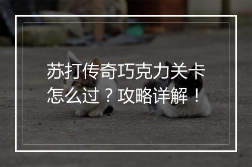 苏打传奇巧克力关卡怎么过？攻略详解！