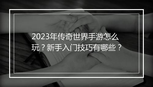 2023年传奇世界手游怎么玩？新手入门技巧有哪些？